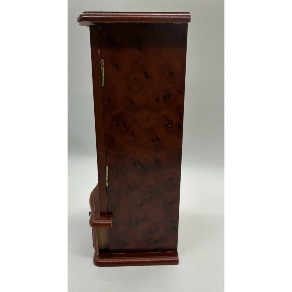 Powell Vintage Wood Upright Jewelry Box Armoire Glass Floral Door Rotating Brown